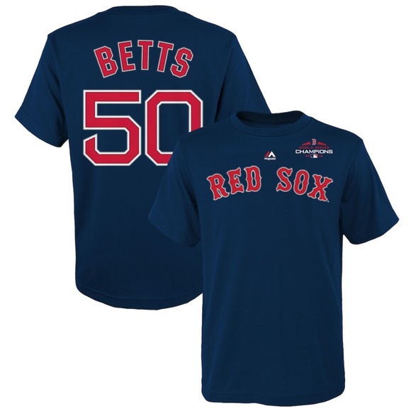 Mookie Betts Boston Red Sox Majestic Youth 2018 World Series Champions T-Shirt - Picture 1 of 4